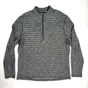 Lululemon Quarter Zip Pullover Shirt Mens XXL Blk/Grey/Wht Long Sleeve Athletic